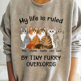 Funny My Life Is Ruled By Tiny Furry Overlords Personalized Cat T-Shirt TS-PT1225